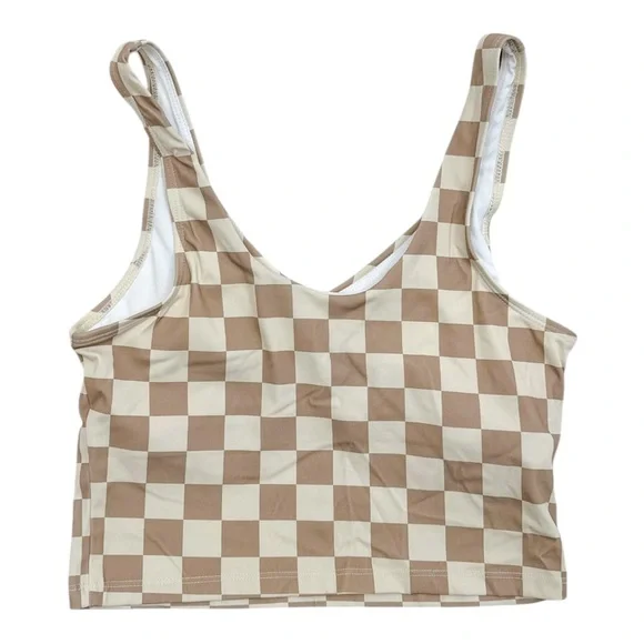 Pink Lily Checkered Cropped Athletic Tank Sports Bra - Size Small - Picture 3 of 3